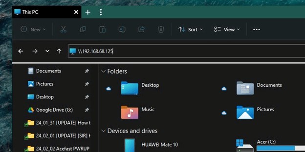 Enter your Mac IP address in the address bar